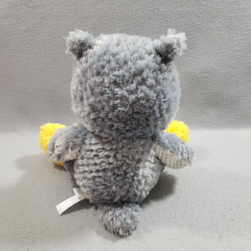 Animal Adventure OWL Gray Yellow White Waffle Weave Stuffed Lovey Plush 2016